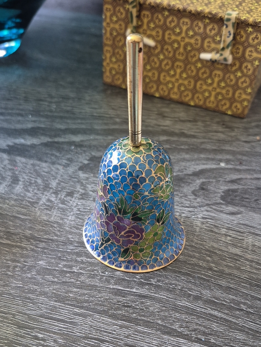 ONE Plique A Jour Vintage Cloisonne Bell Enameled Stained Glass Floral Design